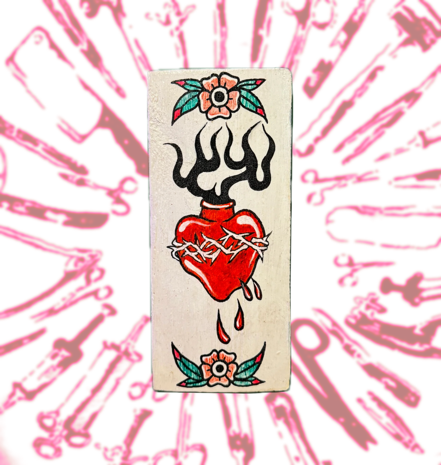Traditional sacred heart wood hanging