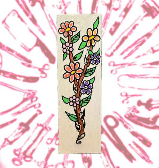 Traditional flowers wood hanging